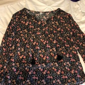 Long bell sleeve floral shirt